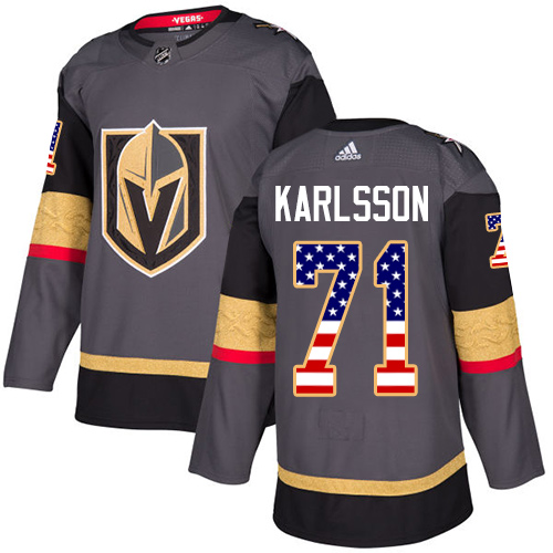 Adidas Golden Knights #71 William Karlsson Grey Home Authentic USA Flag Stitched NHL Jersey - Click Image to Close